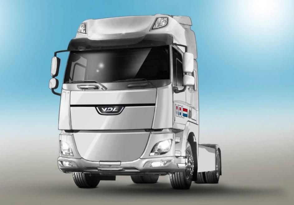 Een artist impression van de elektrische truck van VDL